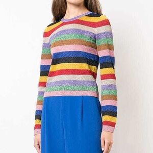 Alice + Olivia Multicolor Striped Crew Neck Sweater